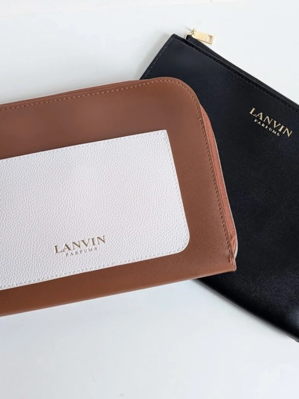 Lanvin Pouch Clutch Turkish Airlines Amenity Kit Bag Black Passport Case